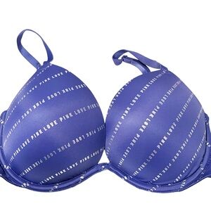 PINK Victoria's Secret Blue Logo-Print T-Shirt Bra